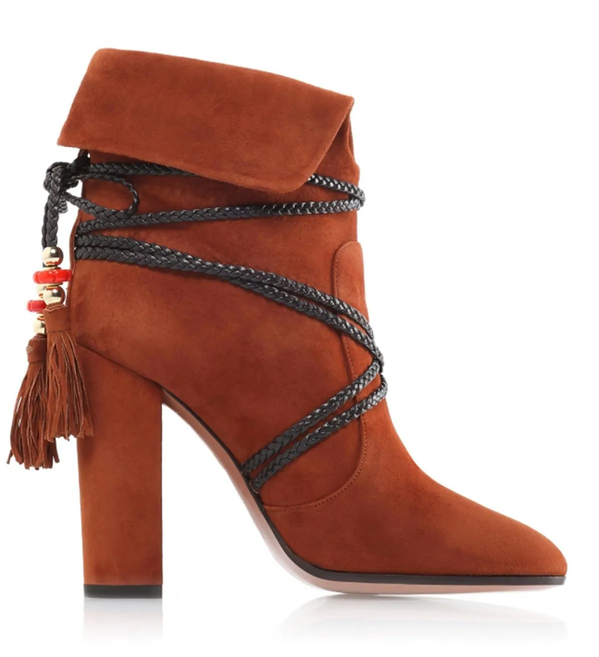 Autumn And Winter Thick Heel Strap Tassel Ankle Boots