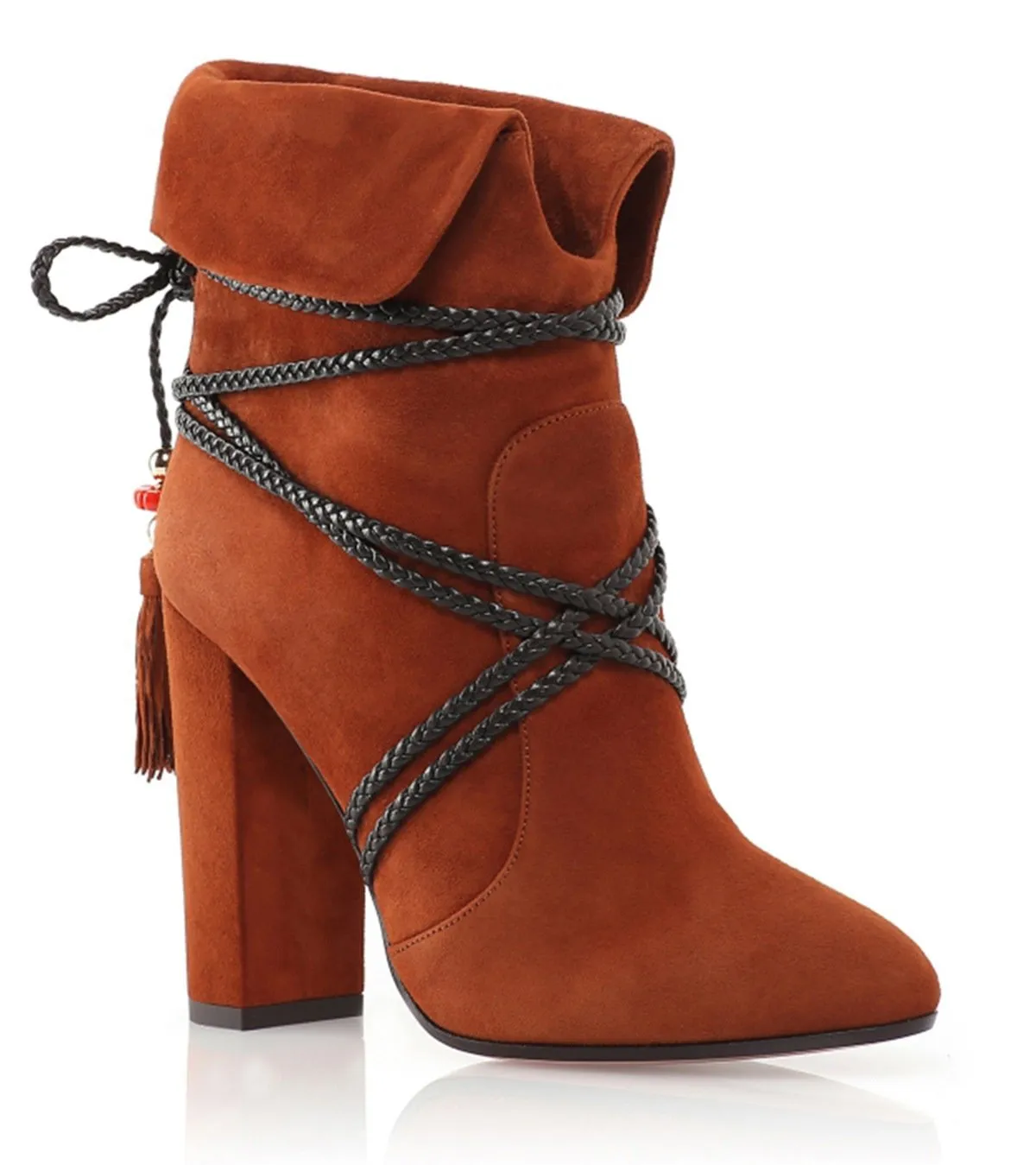 Autumn And Winter Thick Heel Strap Tassel Ankle Boots