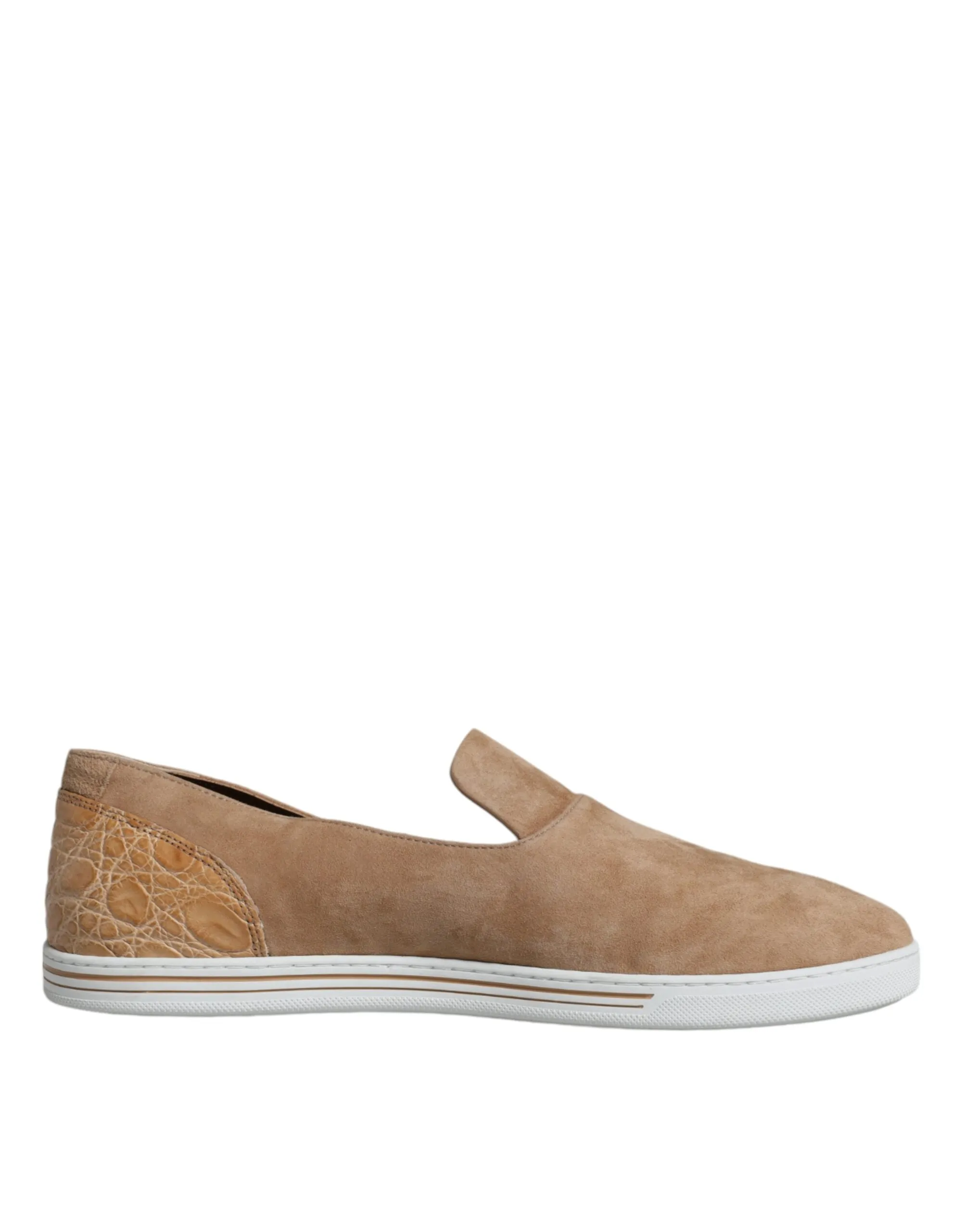 Beige Suede Caiman Loafers Slippers Shoes