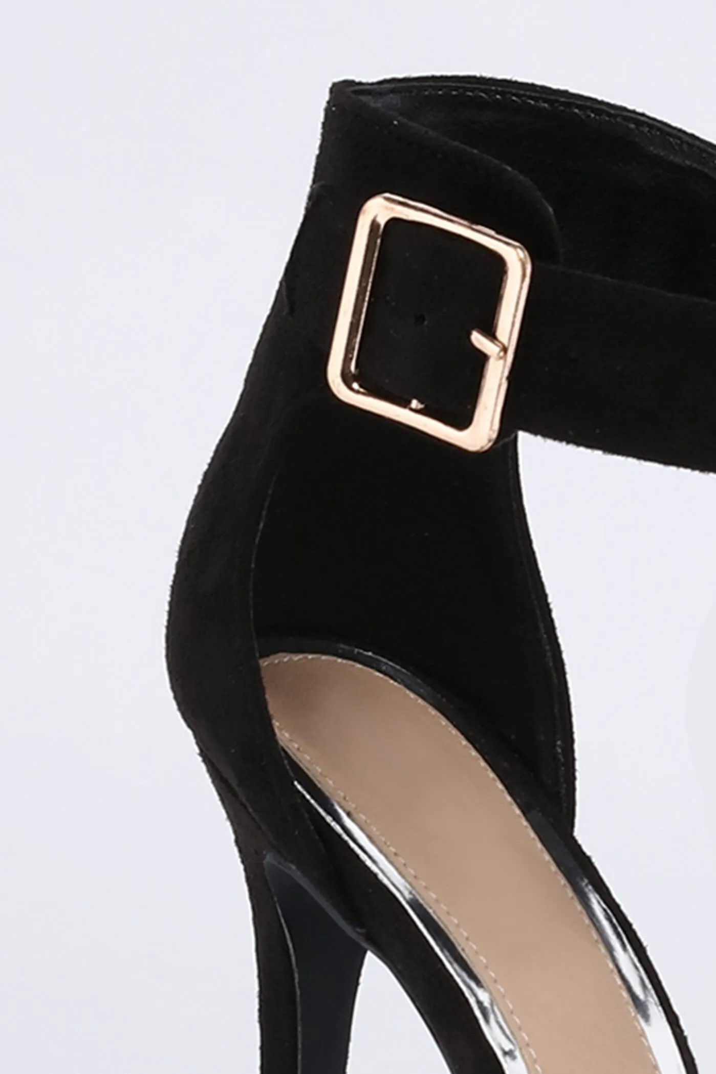 Black Suede Effect Buckle Sandals