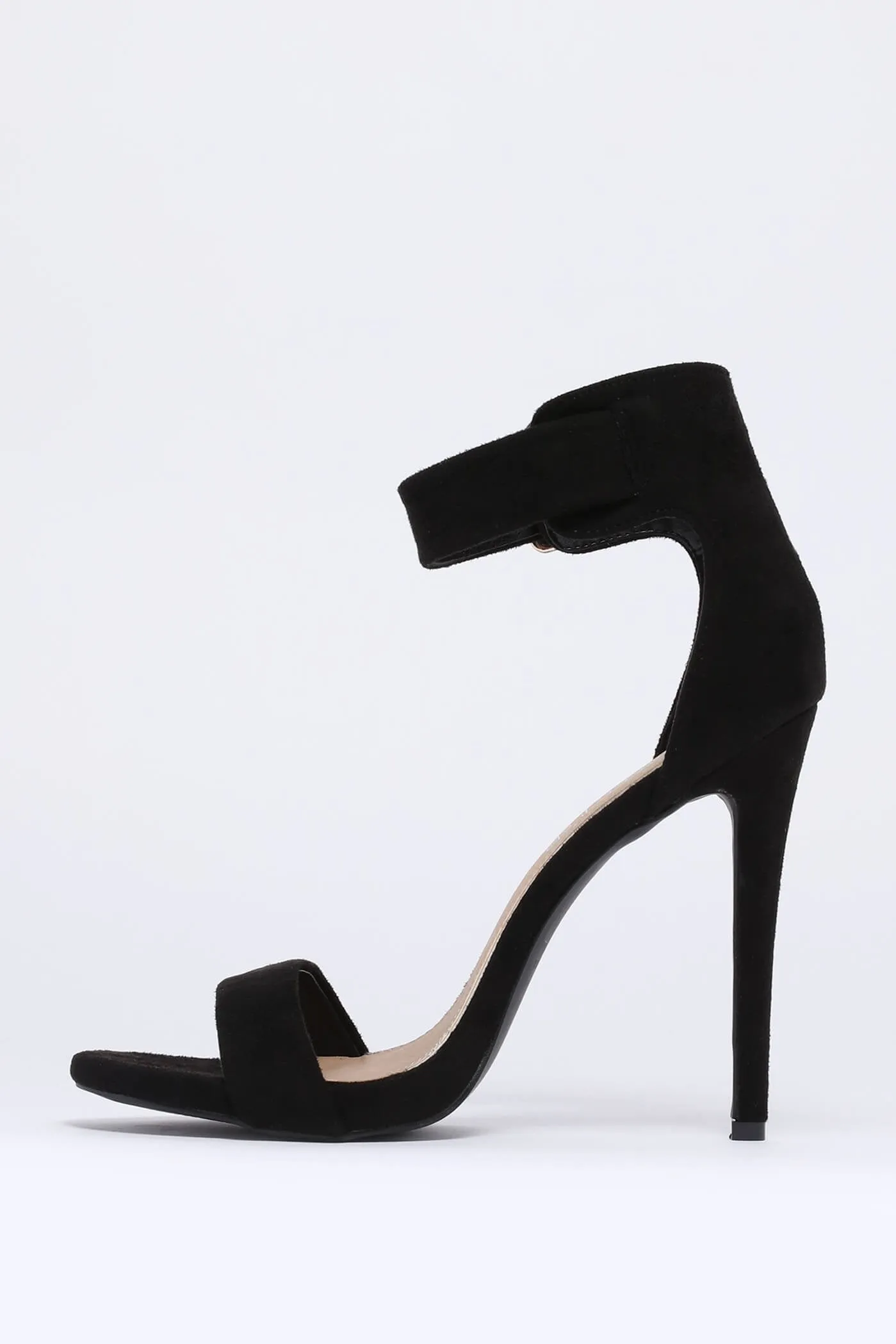 Black Suede Effect Buckle Sandals