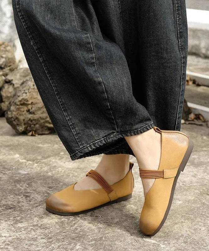 Boutique Lace Up Flats Yellow Suede