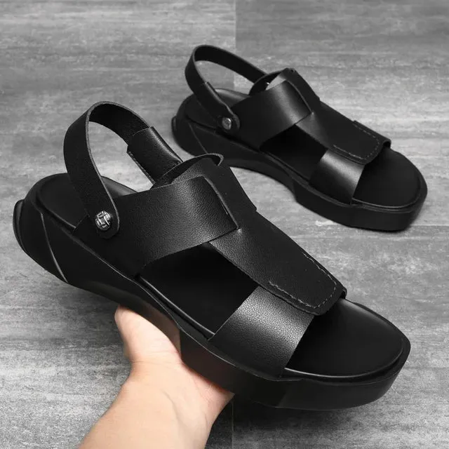 Casual PU Leather Solid Sandals