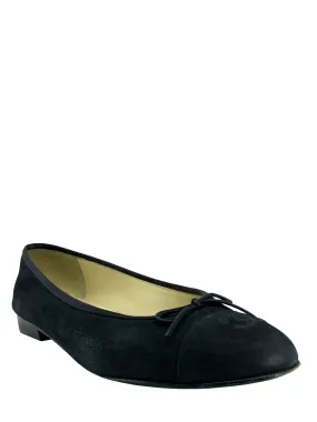 Chanel CC Cap Toe Suede Ballet Flats Size 7.5