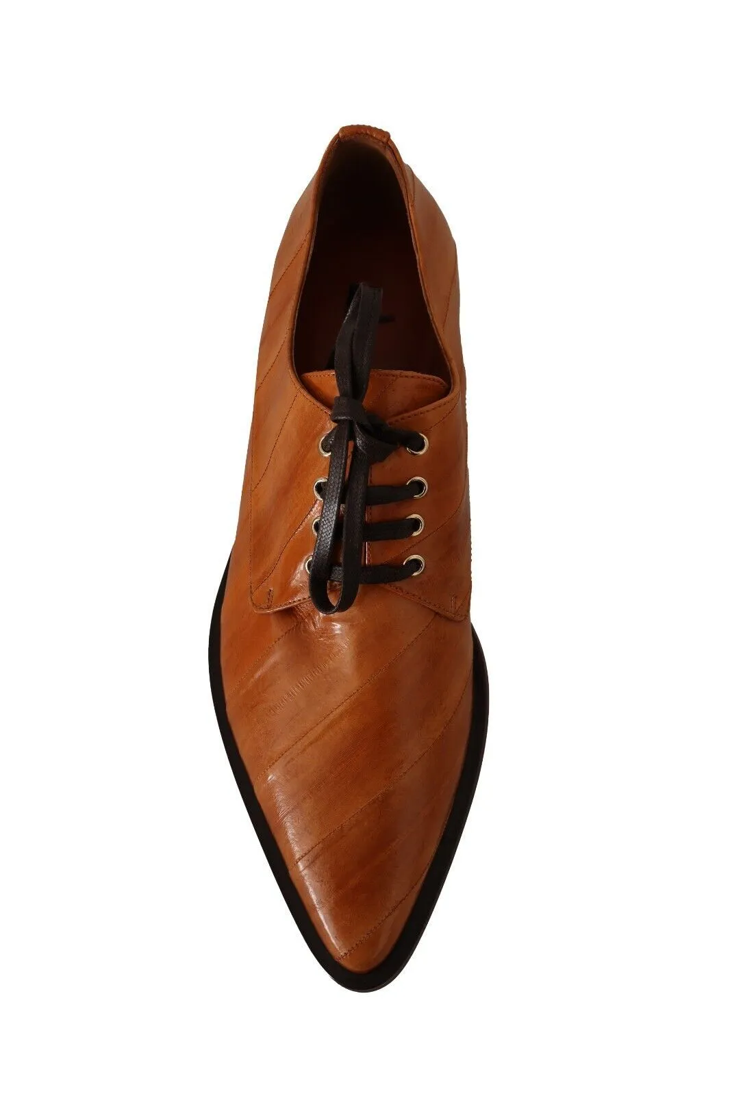 Dolce & Gabbana Brown Eel Leather Lace Up Formal Shoes