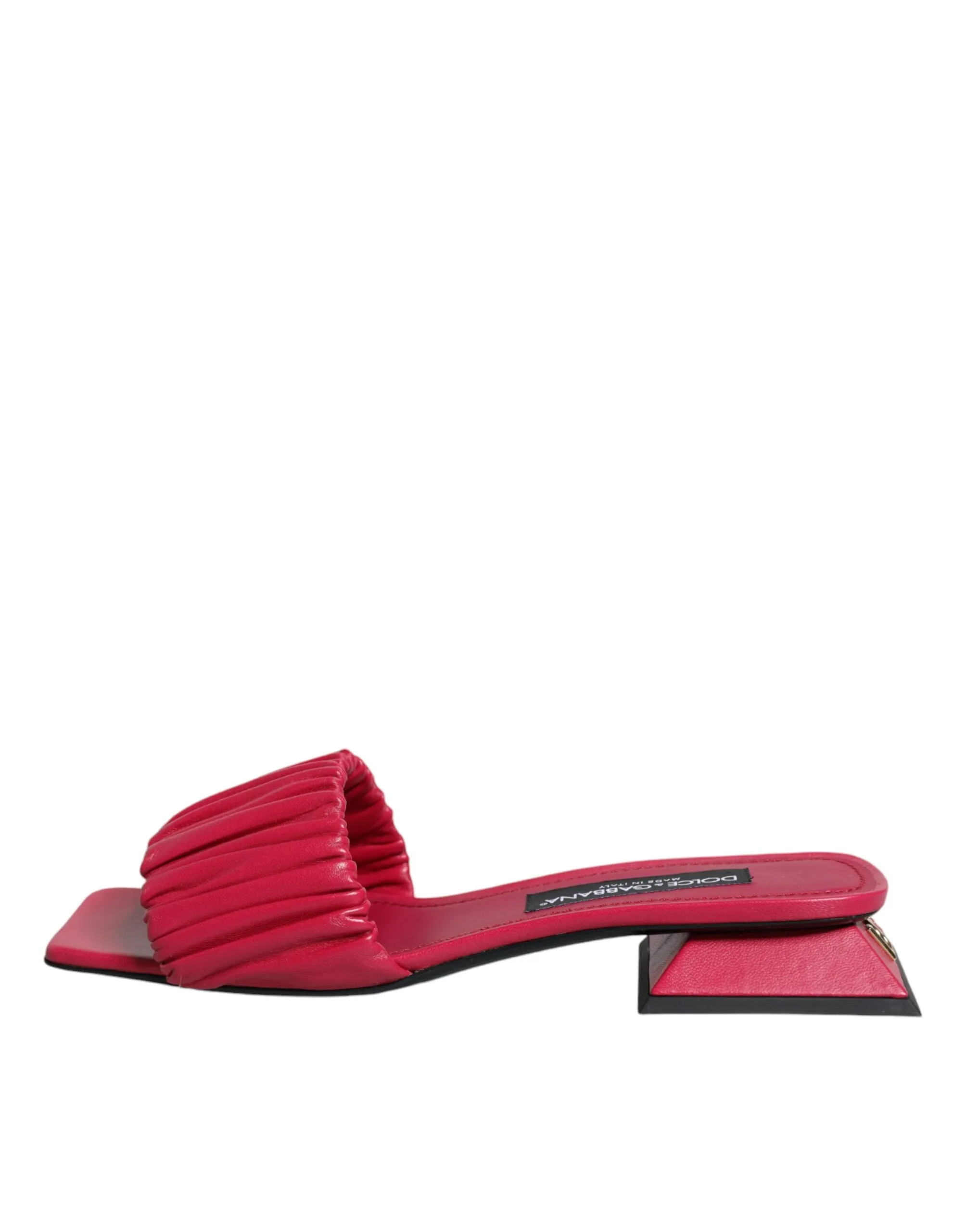 Dolce & Gabbana Fuchsia Leather Slides Flats Sandals Shoes