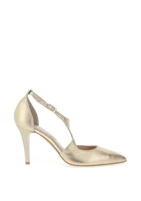 EMIS Leather  Wrap Heels Gold