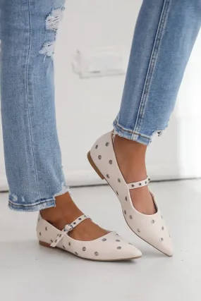 FINAL SALE - Stay On Point Ivory Studded Flats