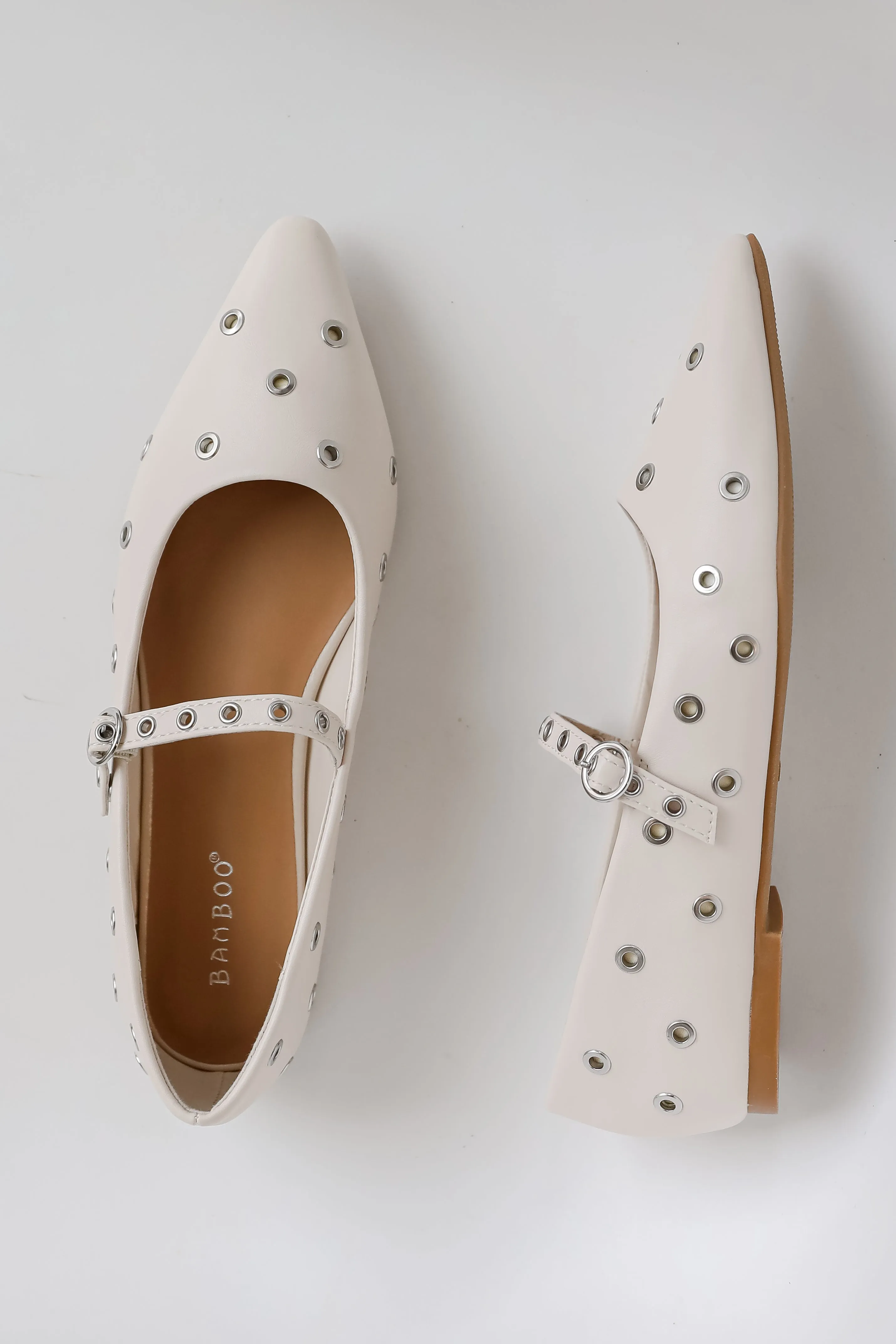 FINAL SALE - Stay On Point Ivory Studded Flats