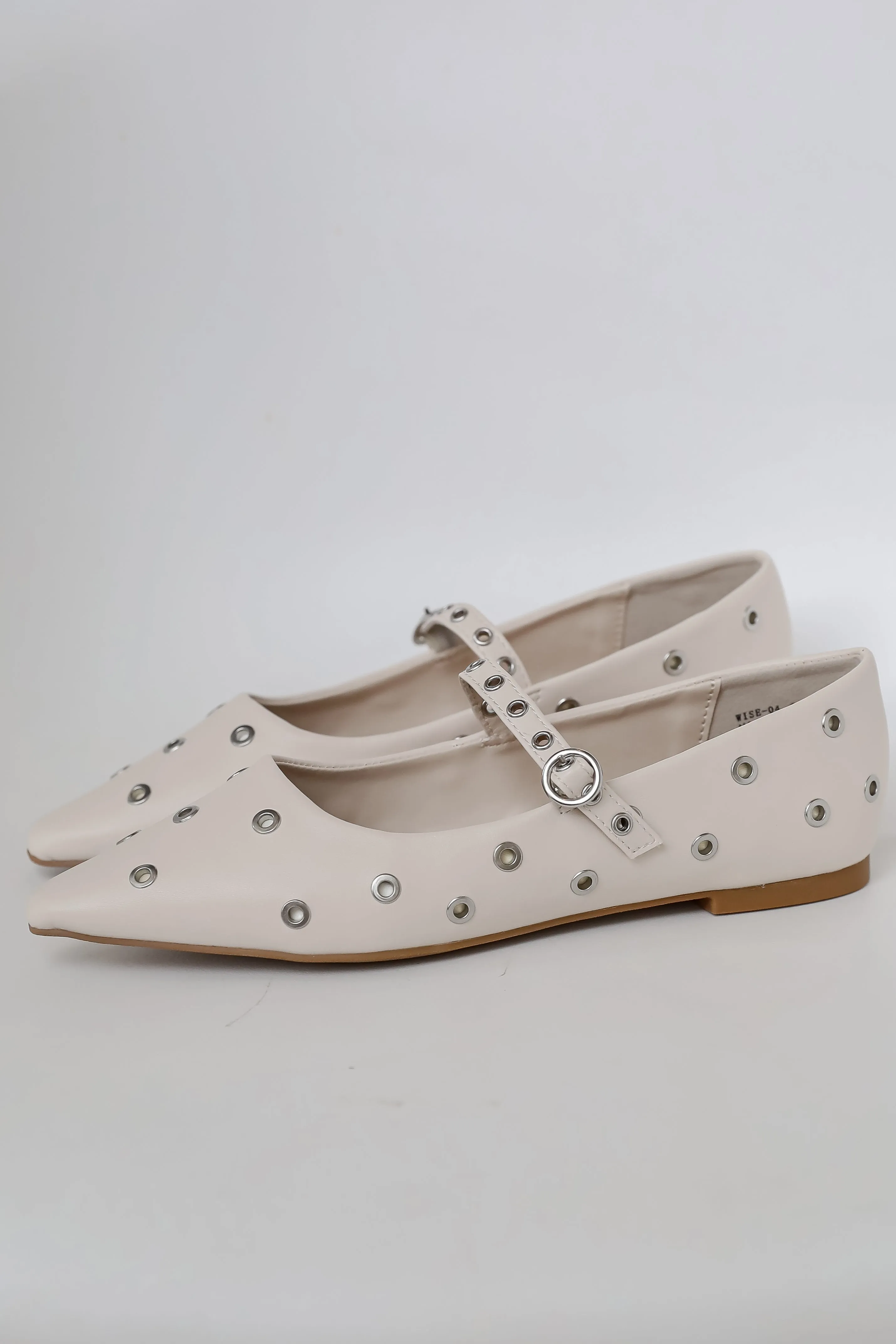 FINAL SALE - Stay On Point Ivory Studded Flats