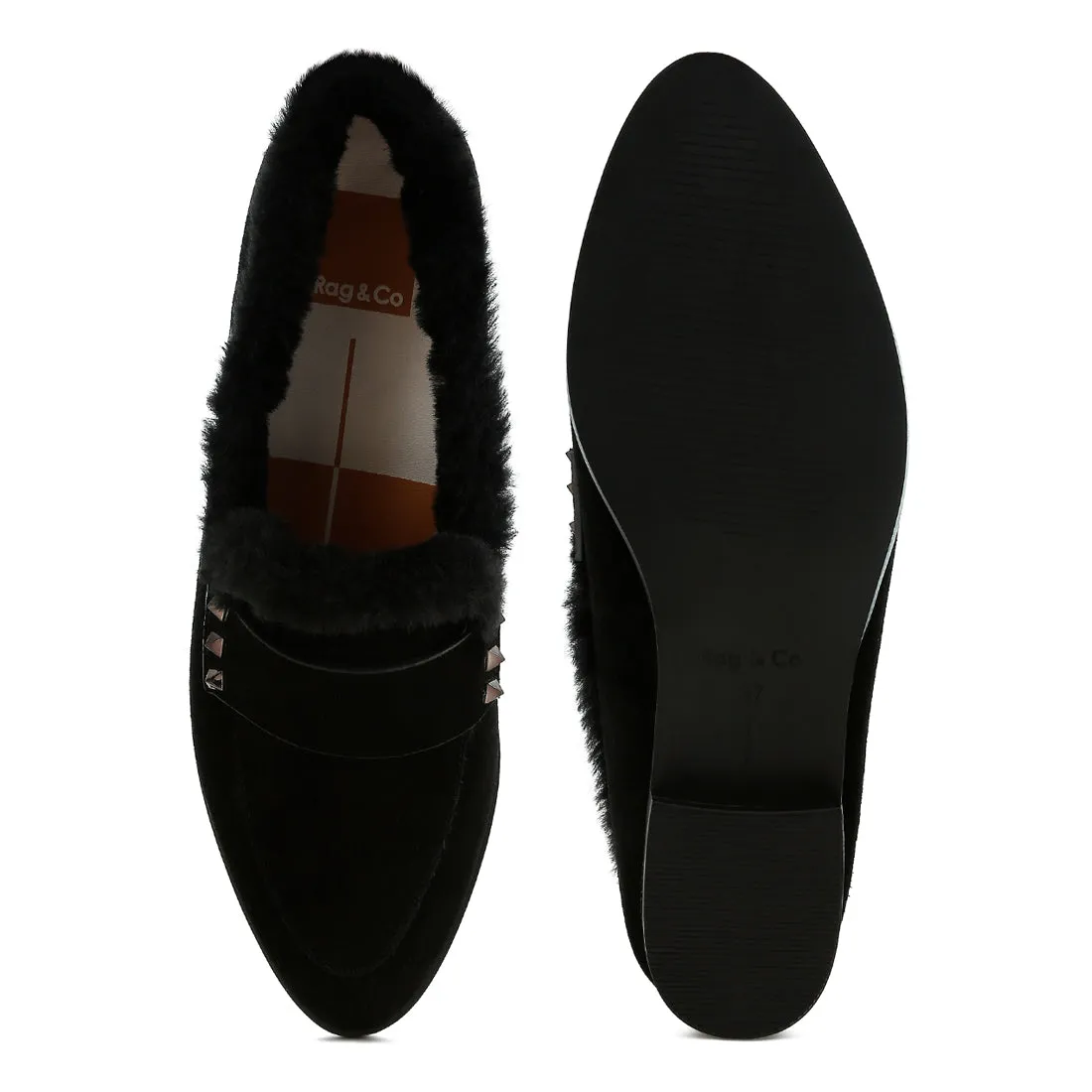 Fur Trim Suede Loafers