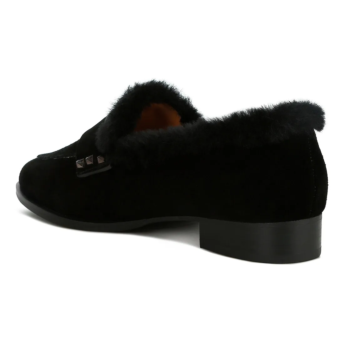 Fur Trim Suede Loafers