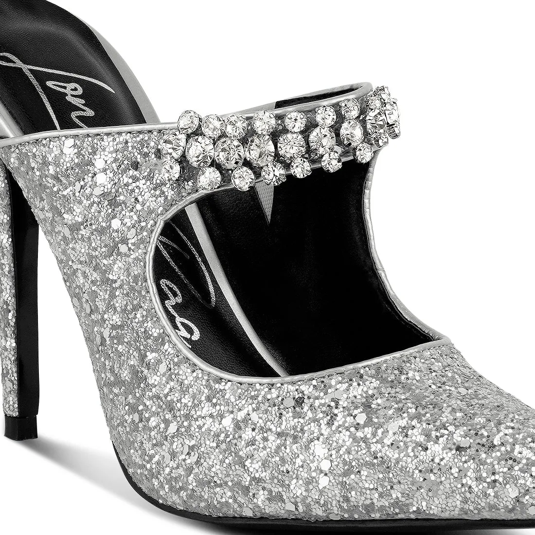 Glitter Diamante High Heeled Sandals