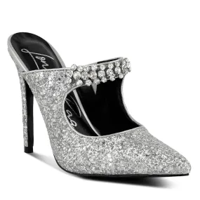 Glitter Diamante High Heeled Sandals