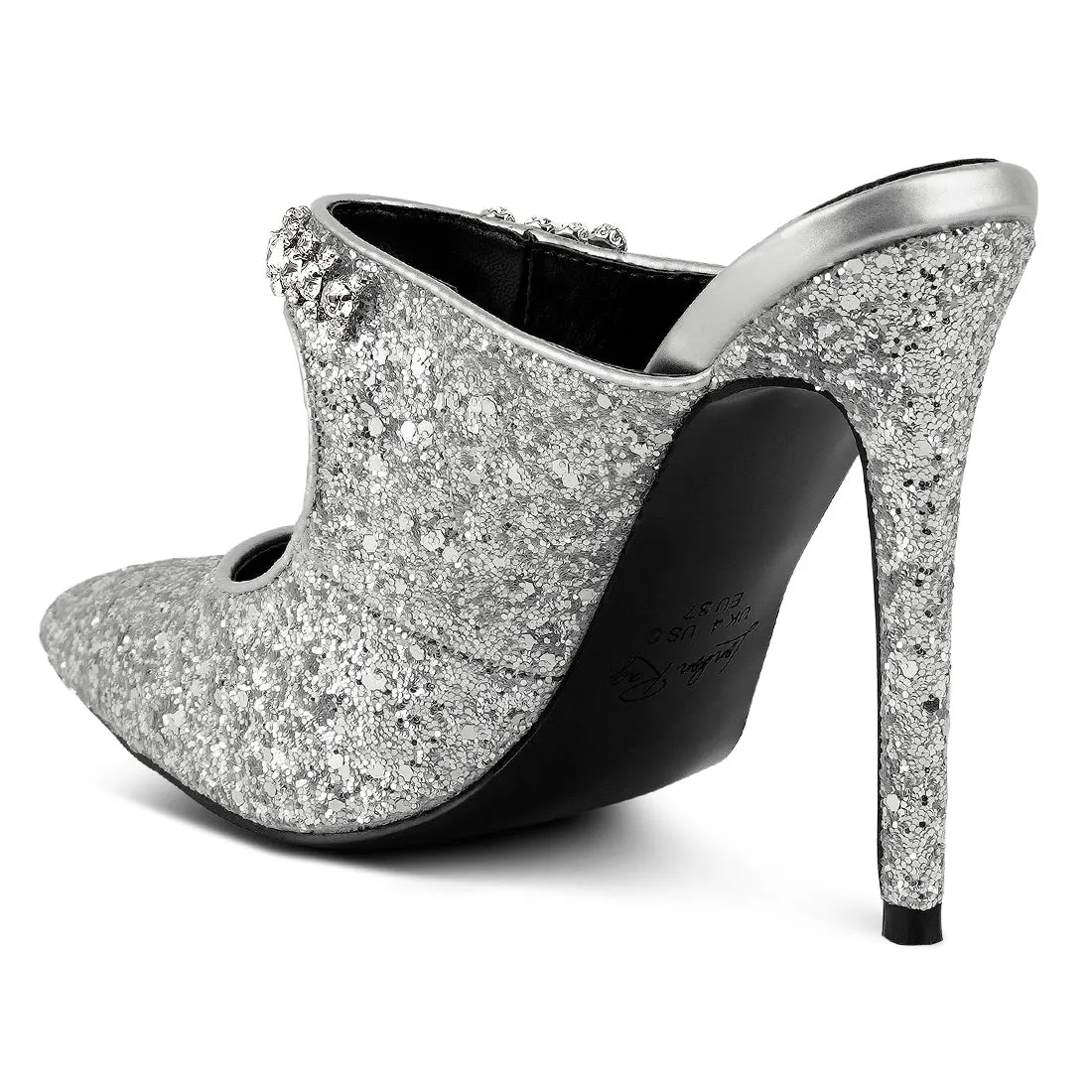 Glitter Diamante High Heeled Sandals