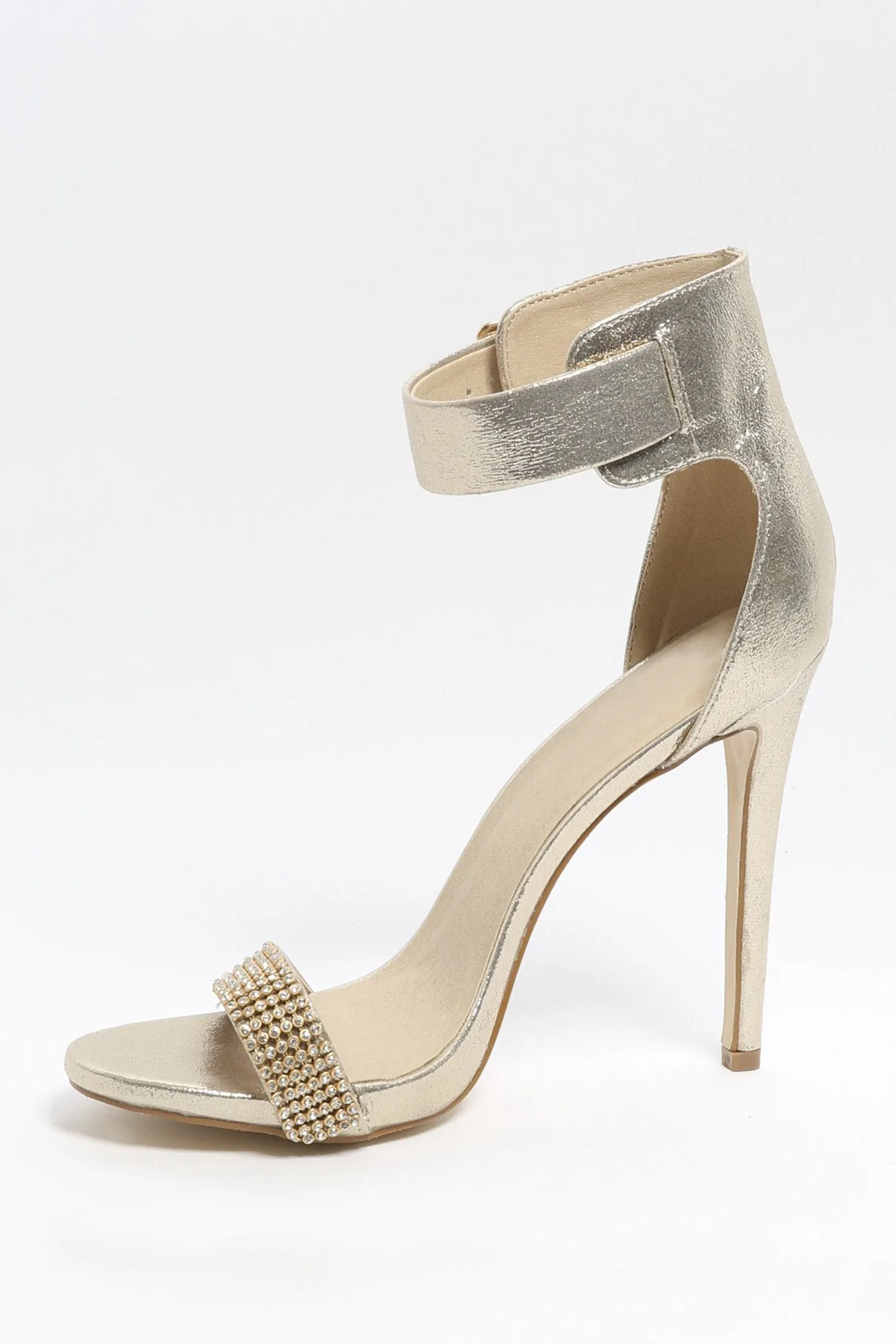 Gold Metallic Strappy High Heel Sandals