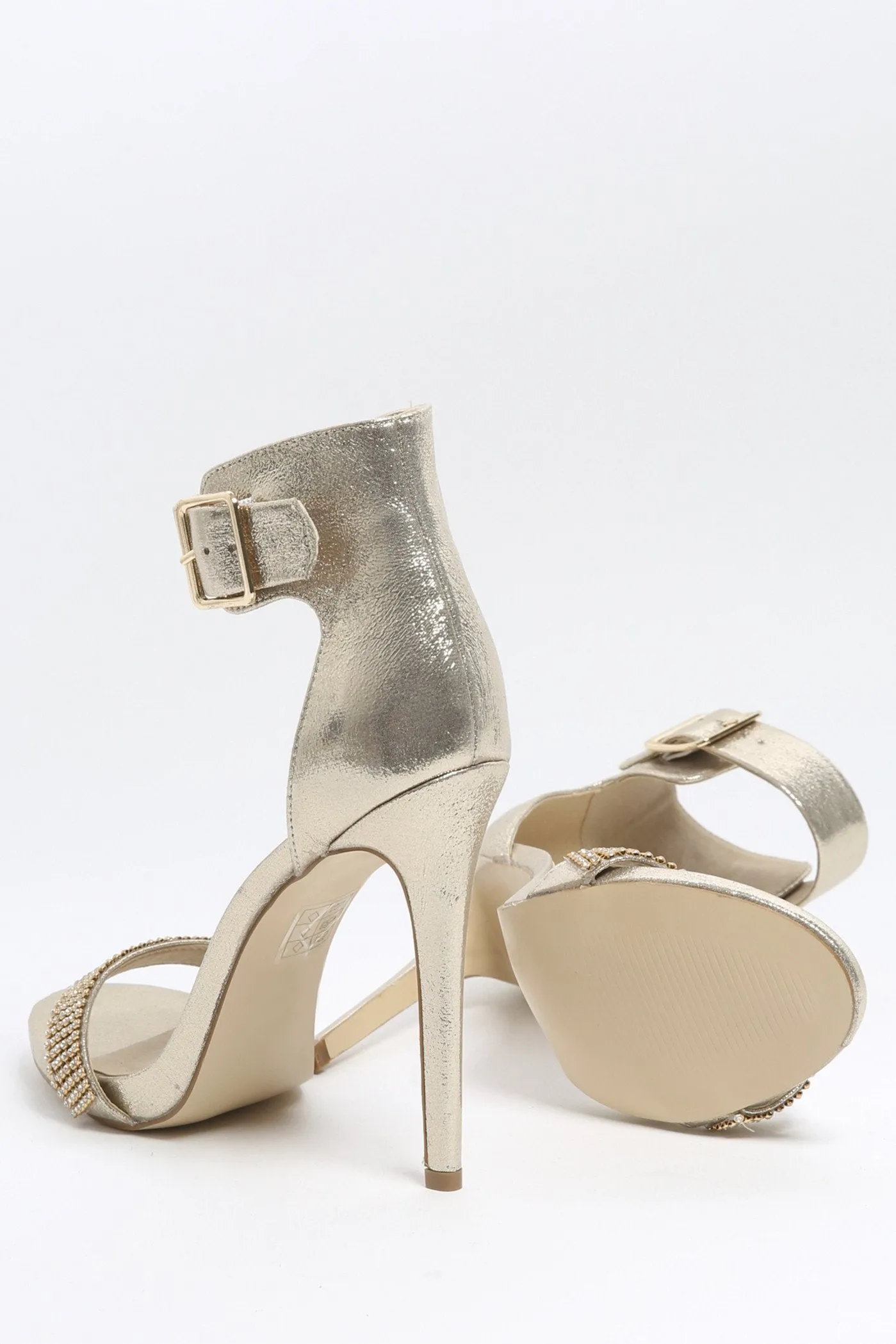 Gold Metallic Strappy High Heel Sandals