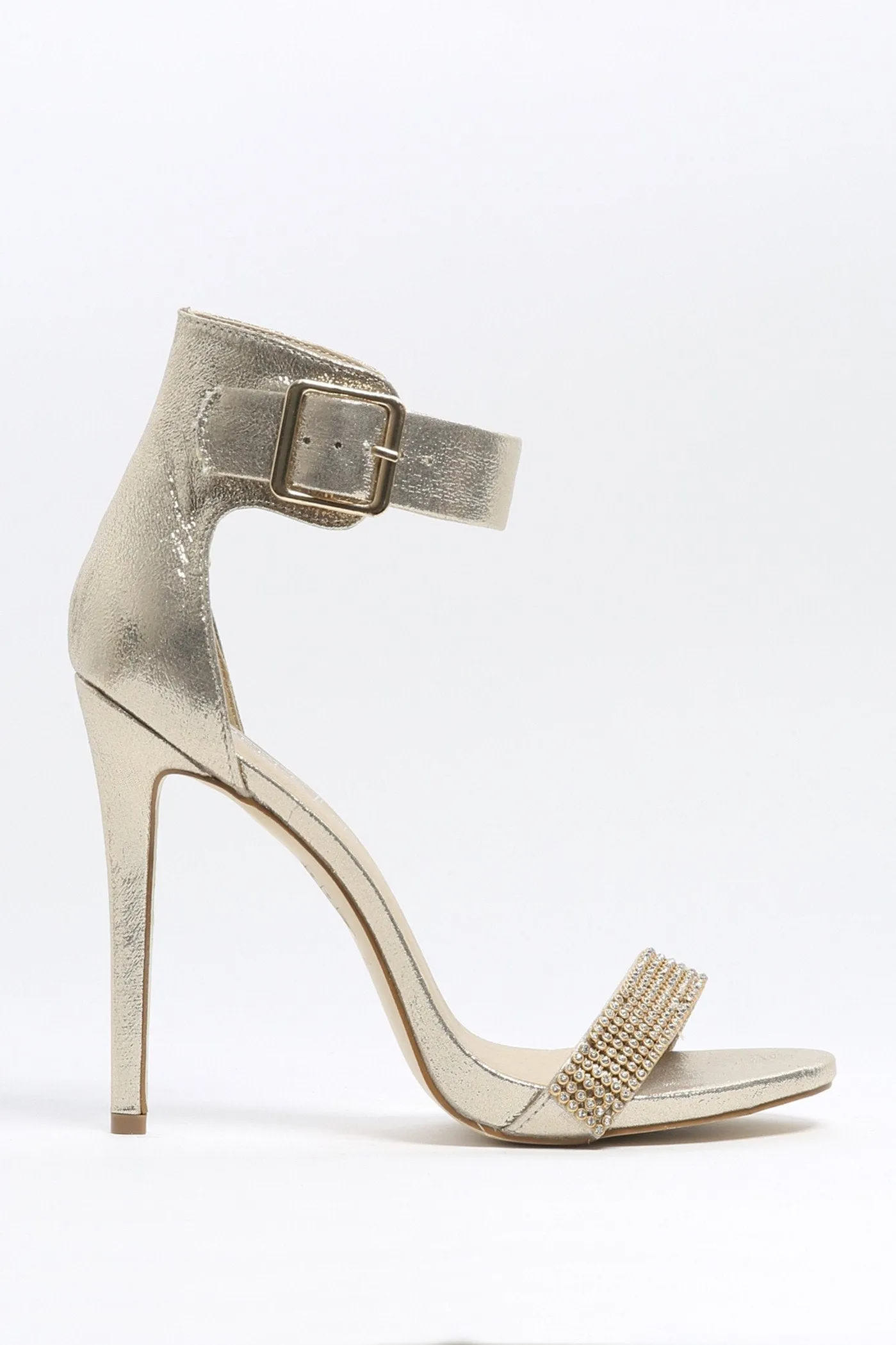 Gold Metallic Strappy High Heel Sandals