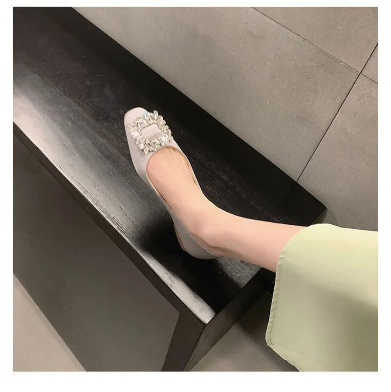 Hnzxzm Fashion Office Lady Shoes Women Flats Spring Summer Elegant Woman Single Shoes Black Pink Green Plus Size 42 A4890