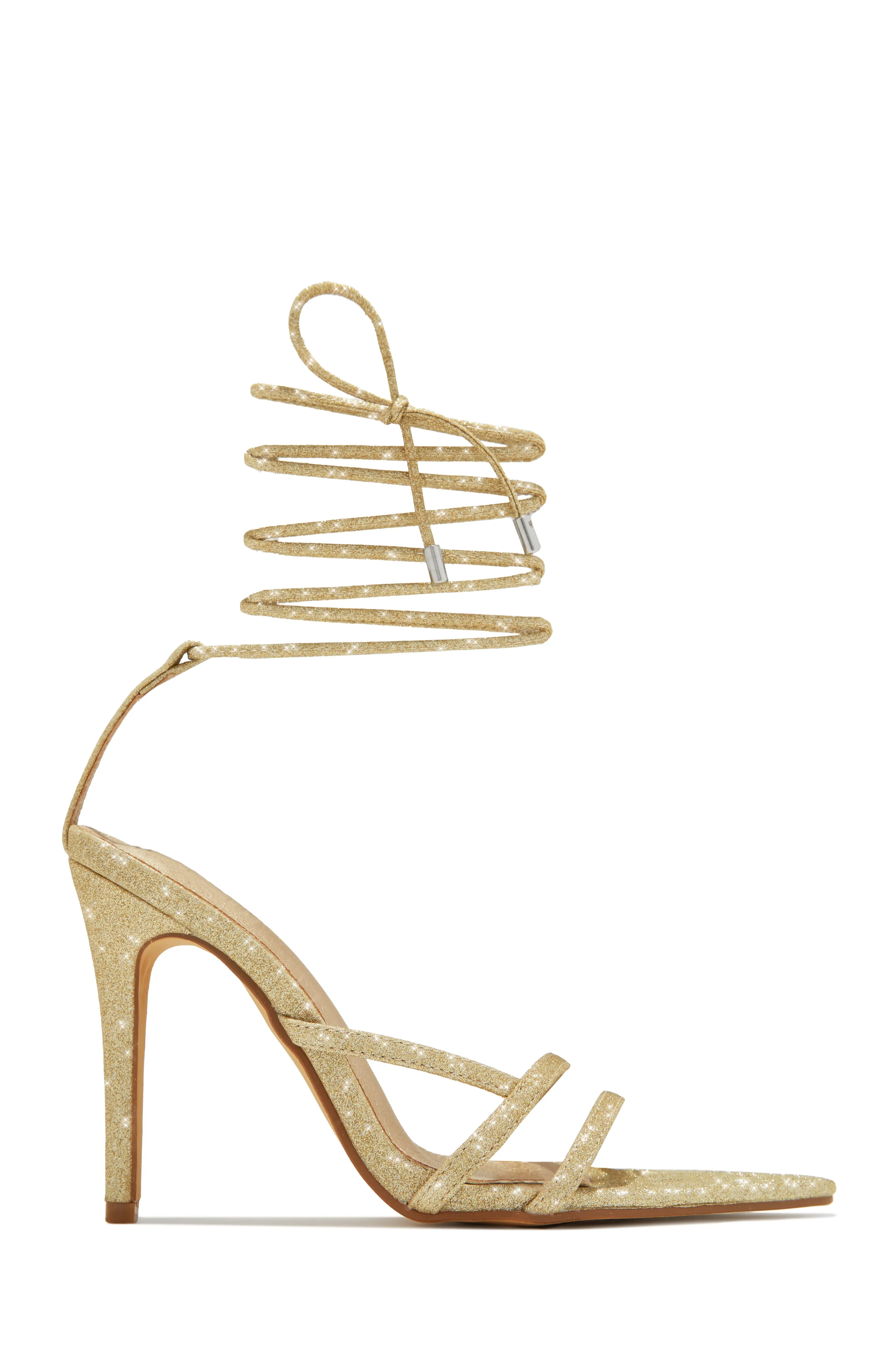 Kimana Glitter Lace Up Heels - Gold