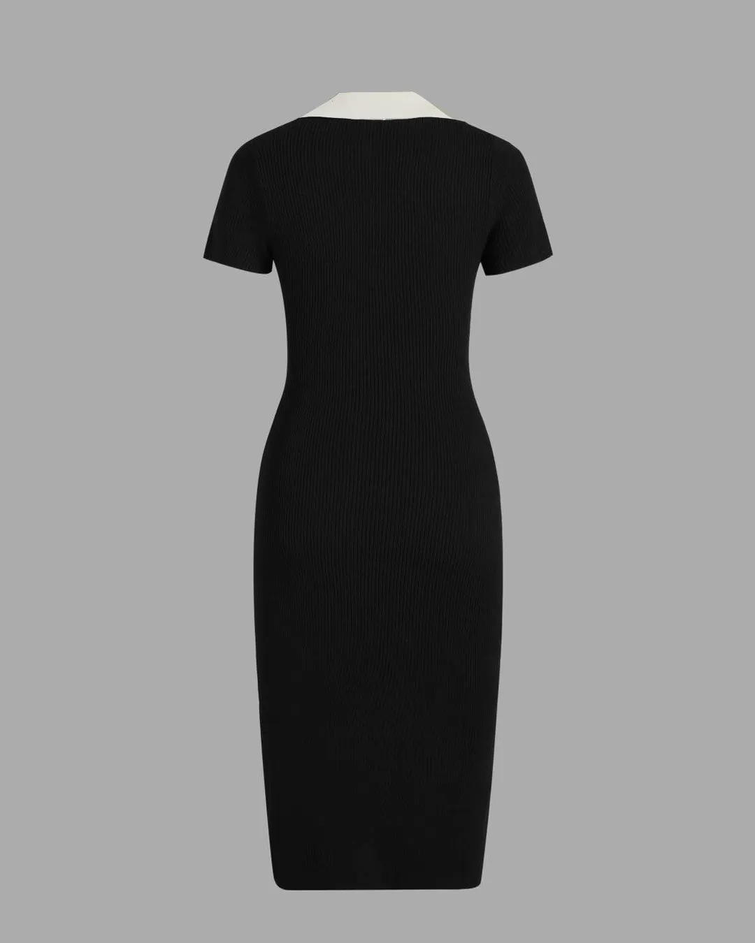 Knit Contrast Collar Rib Polo Black Dress