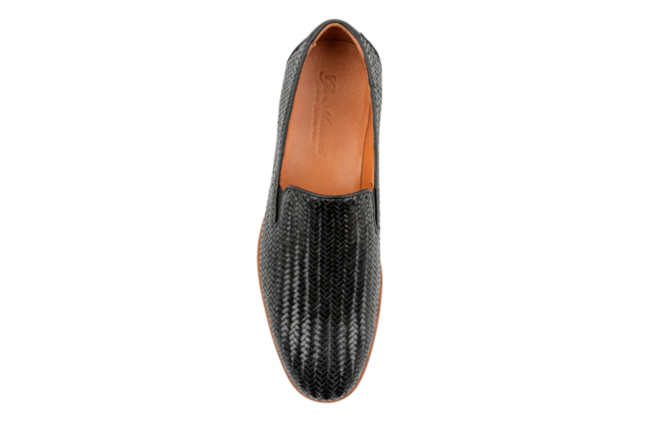 Maj Men's Woven Leather Loafers, Full Grain Leather Braided Loafers, Hybrid Loafer Dressy Sneakers in Black