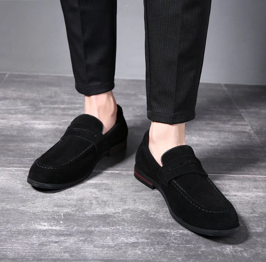 Men's Moc Toe Suede Penny Loafers