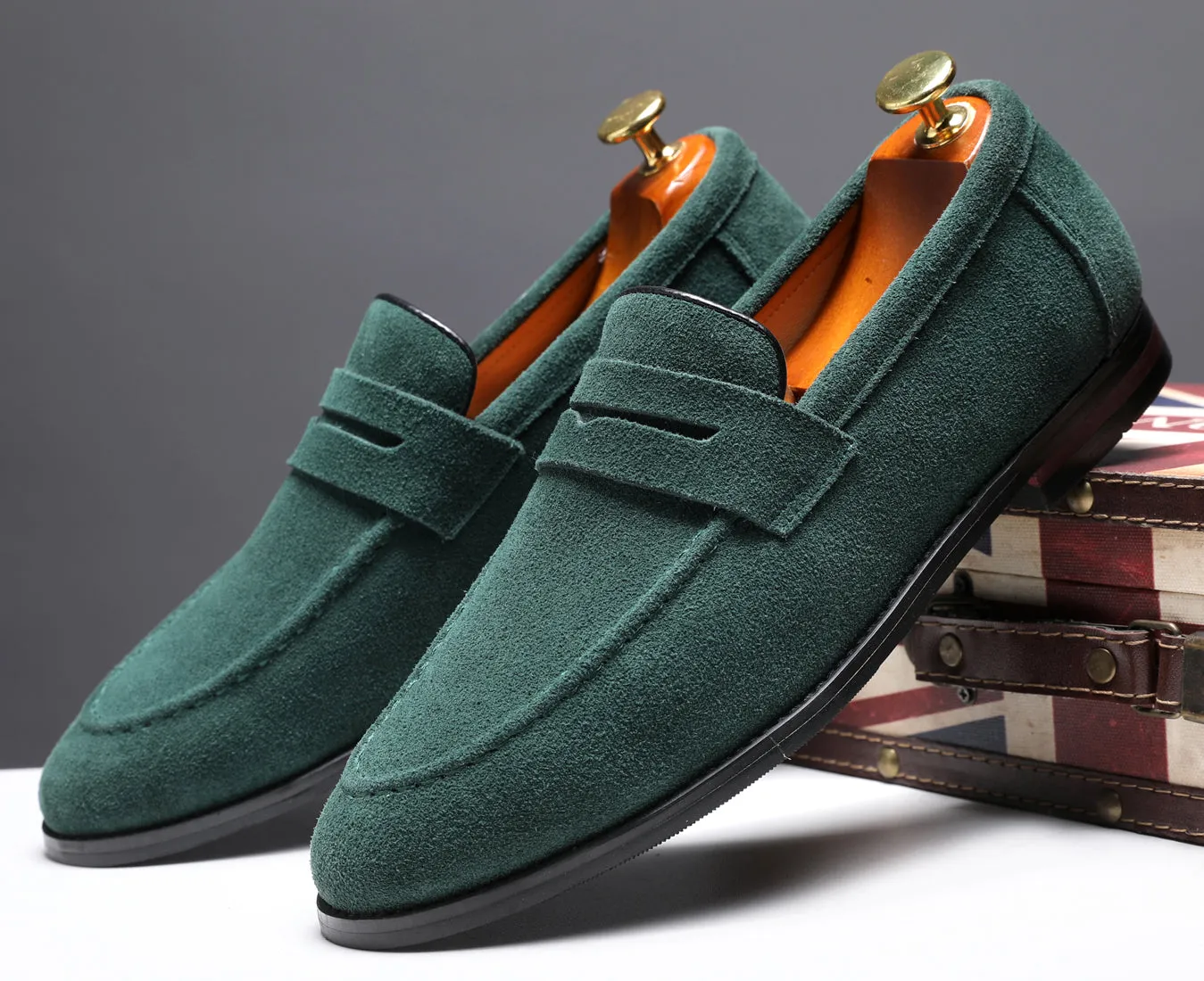 Men's Moc Toe Suede Penny Loafers