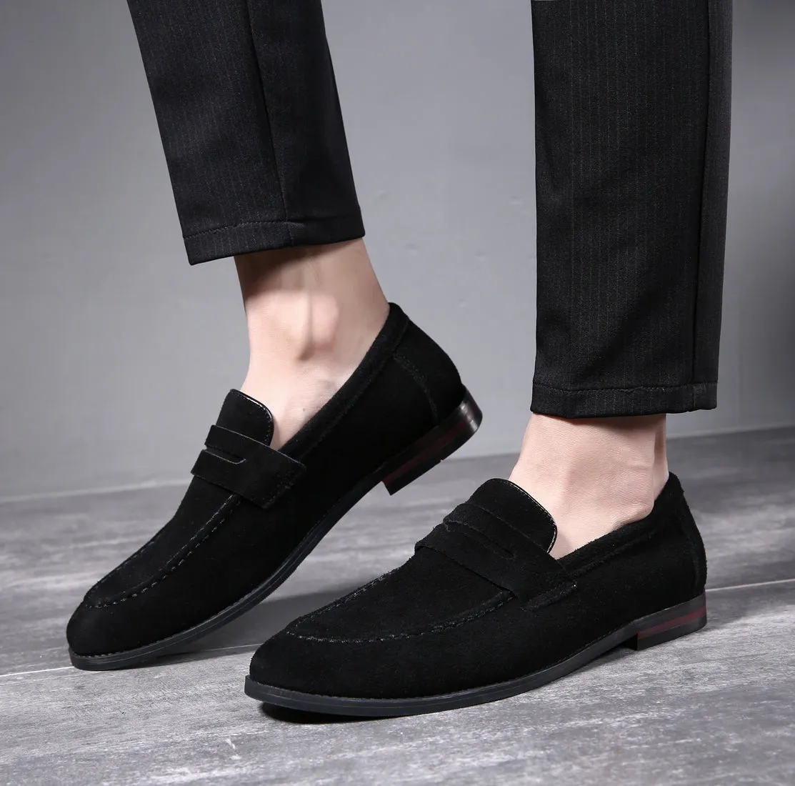 Men's Moc Toe Suede Penny Loafers