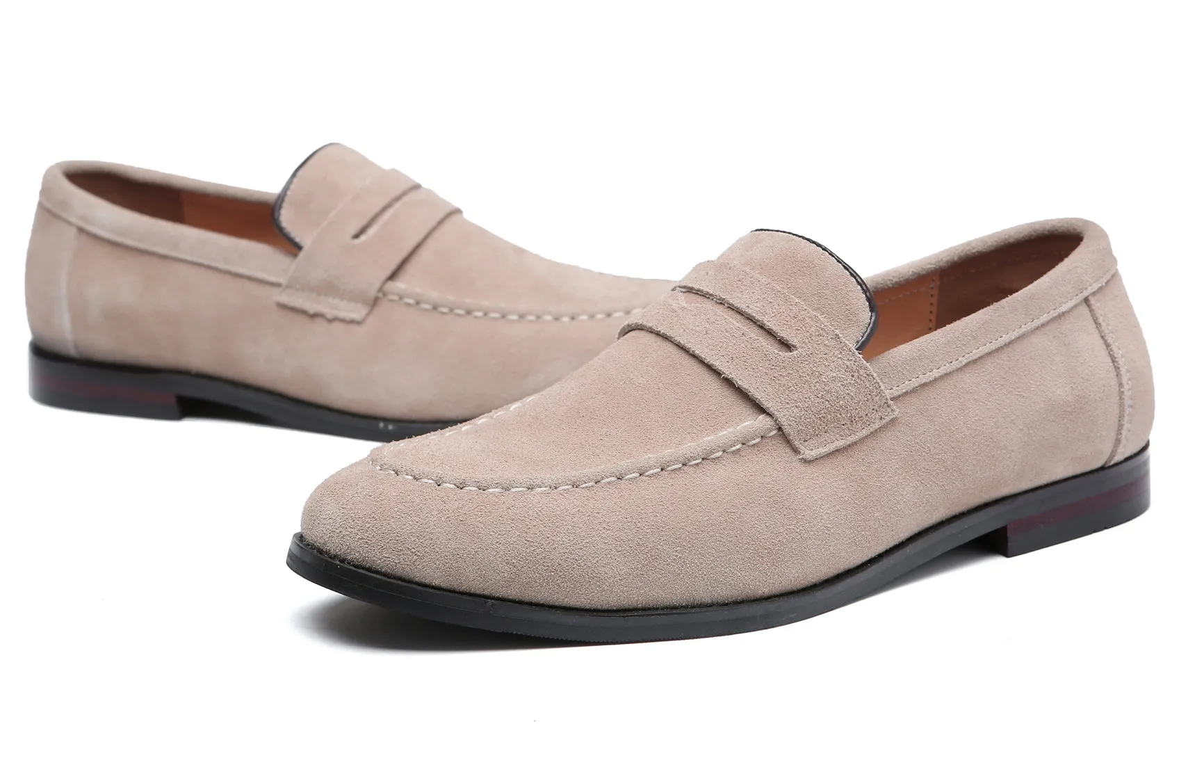 Men's Moc Toe Suede Penny Loafers