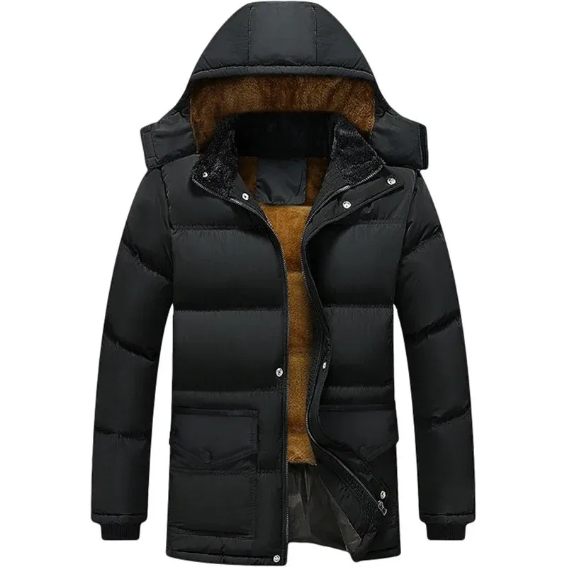 Men's Parka Winter Jacket With Detachable Hood And Warm Lining