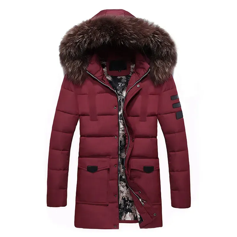 Men's parka winter jacket with fur hood and warm lining