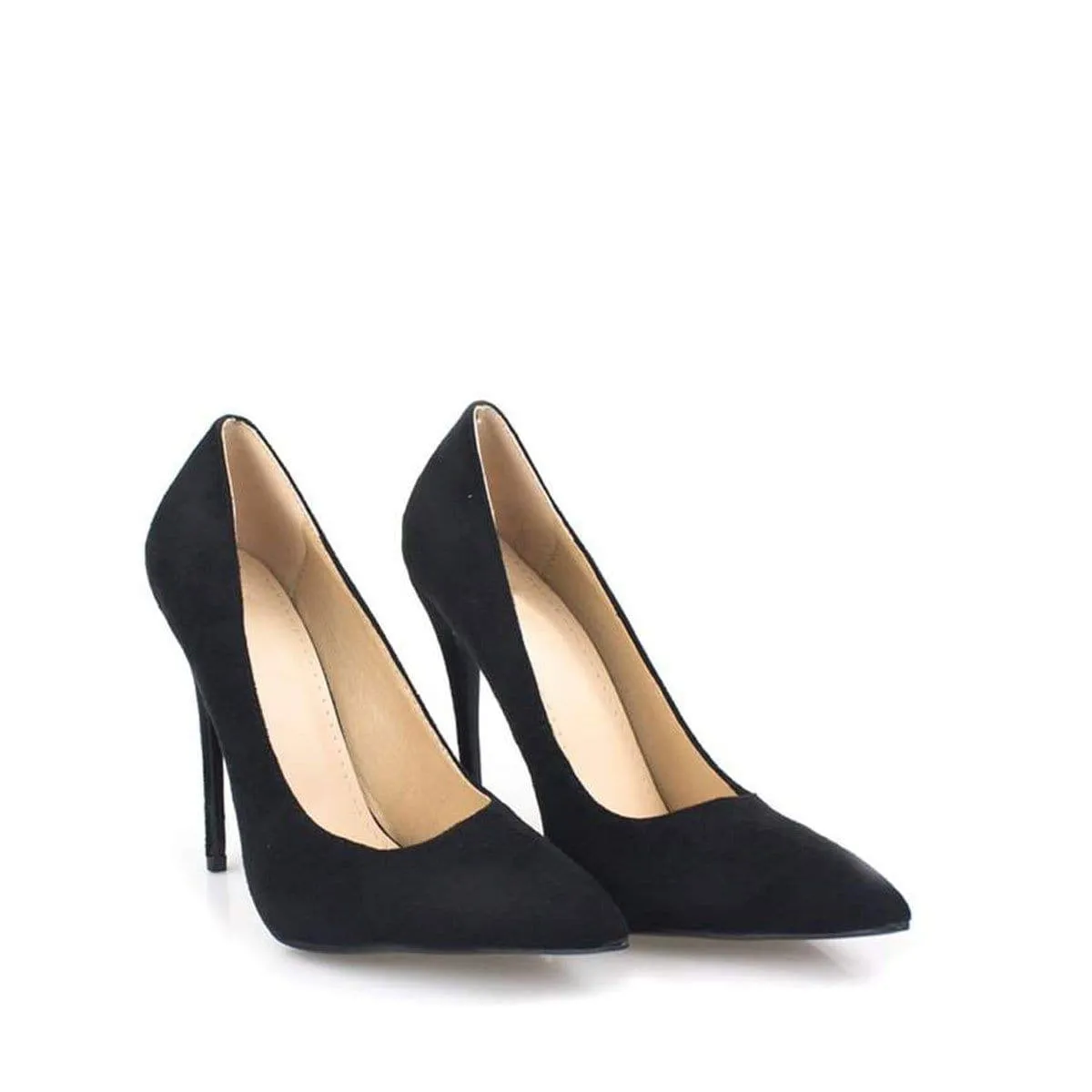 Mila High Stiletto Heel Court Shoe In Black Suede