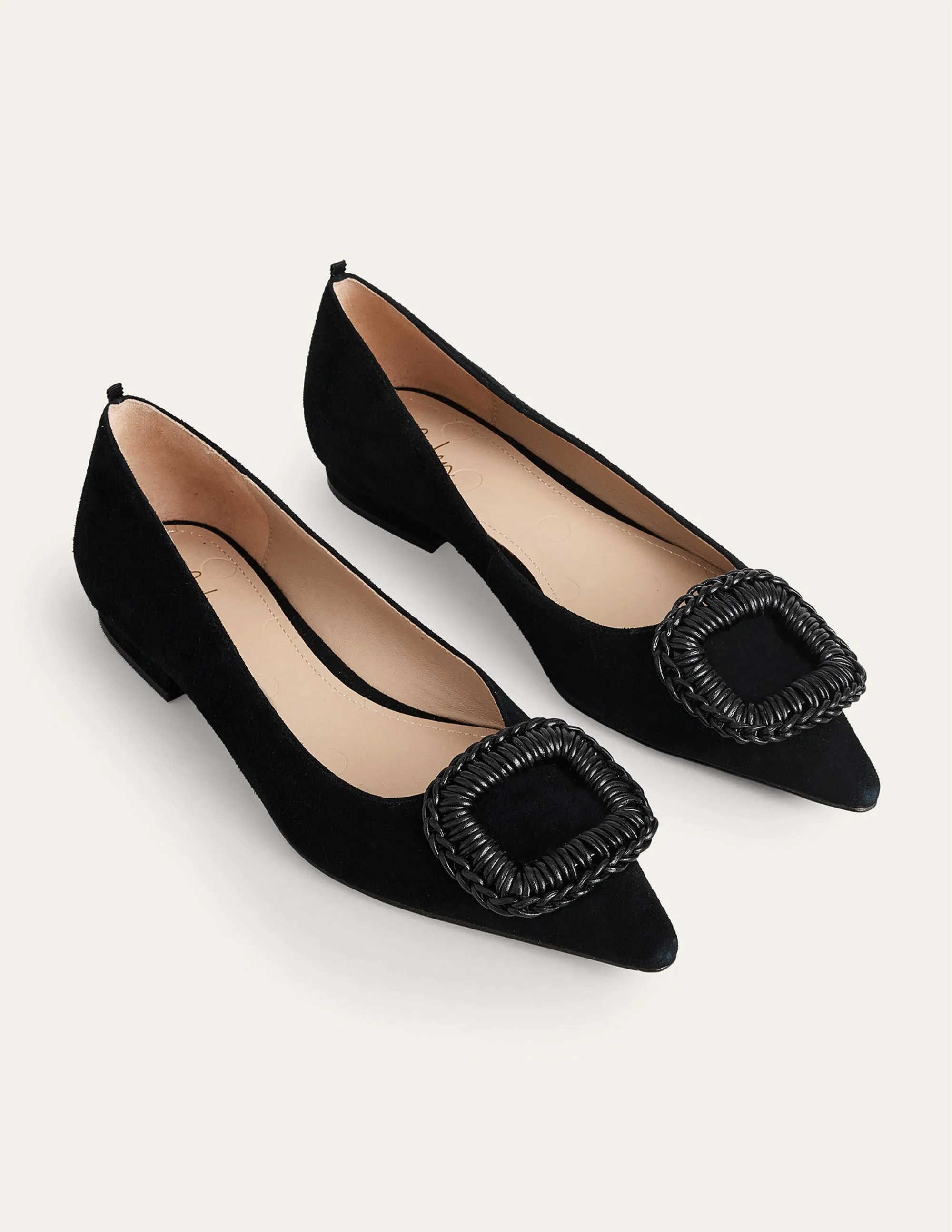 Pointed Ballet Flats-Black Suede