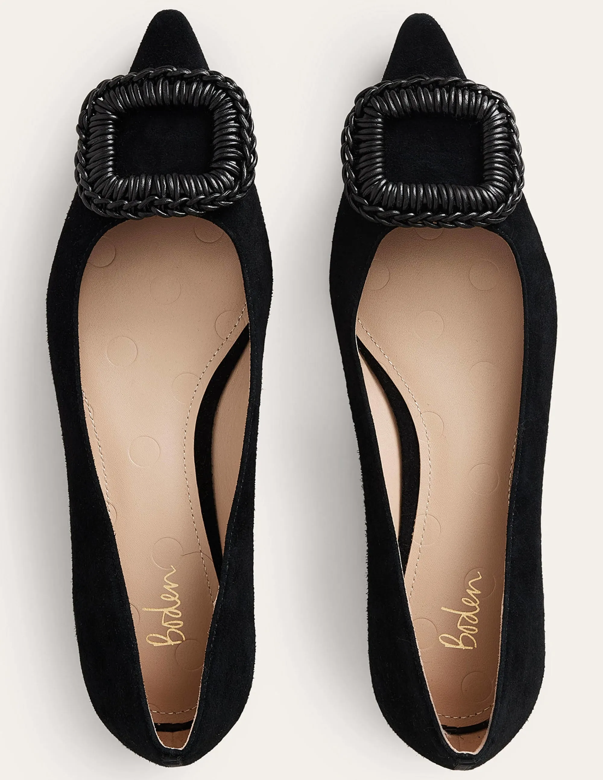 Pointed Ballet Flats-Black Suede