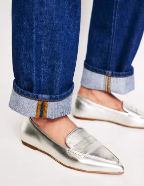 Pointed Loafers-Silver