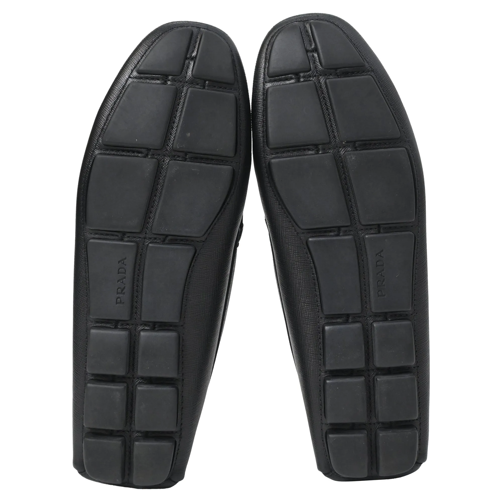 Prada Triangle-Logo Loafers in Black Saffiano Leather