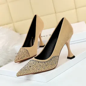 Rhinestone Design Pointed Toe Pumps