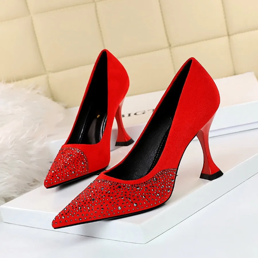 Rhinestone Design Pointed Toe Pumps