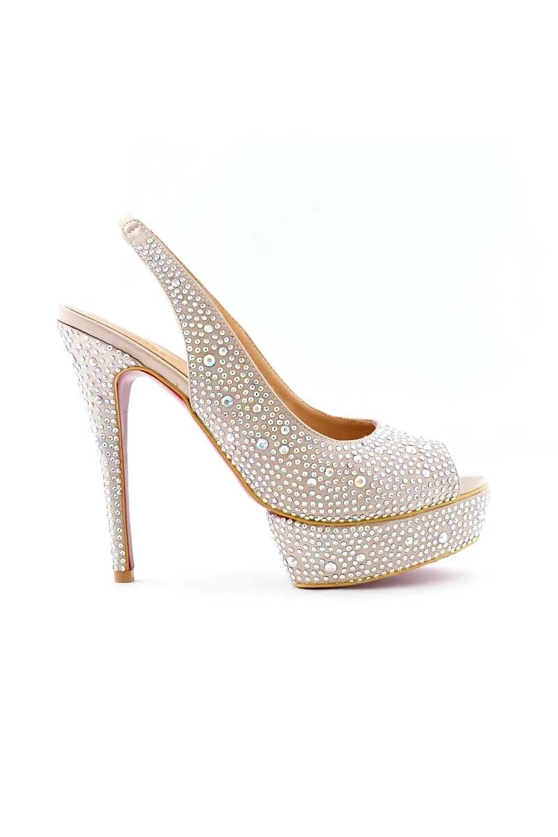 Serena - Sparkling Silver Sling Back Heels