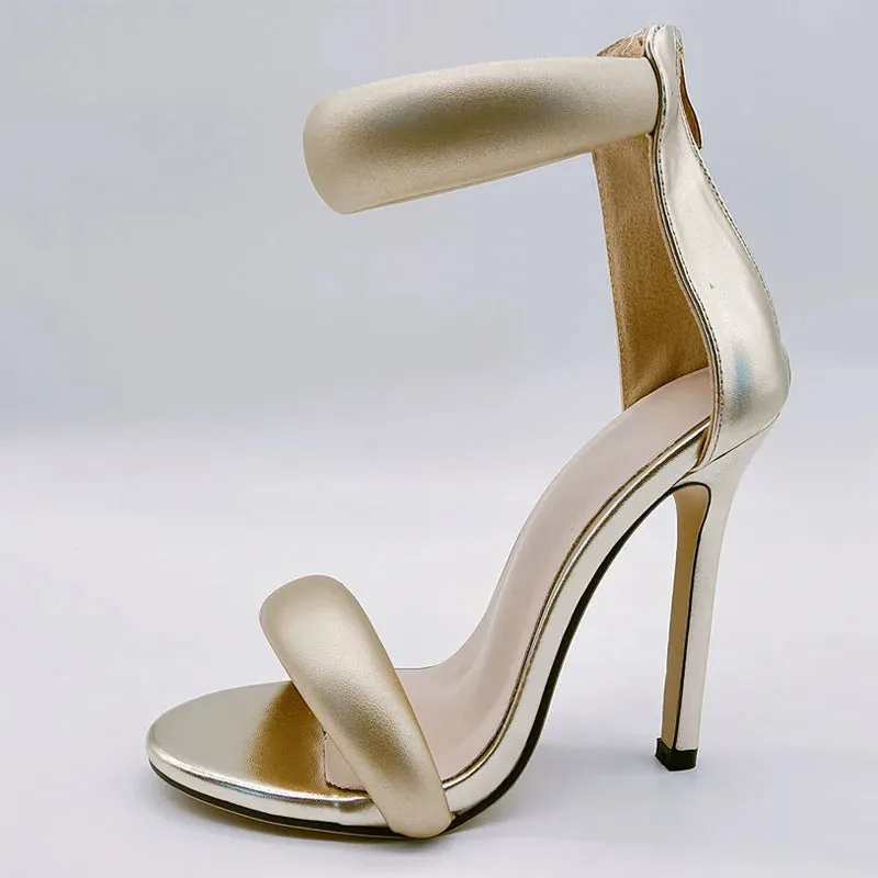 Soft thick Ankle Strap Zip  high heel sandals