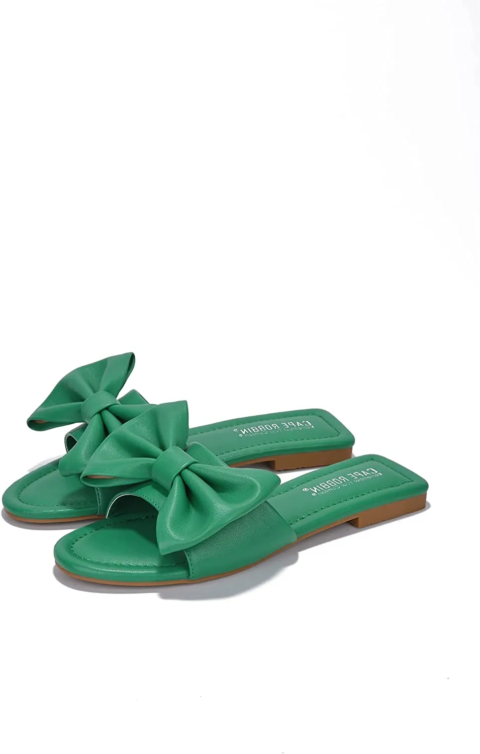 Summer Off White Vegan Leather Bow Knot Flat Sandals