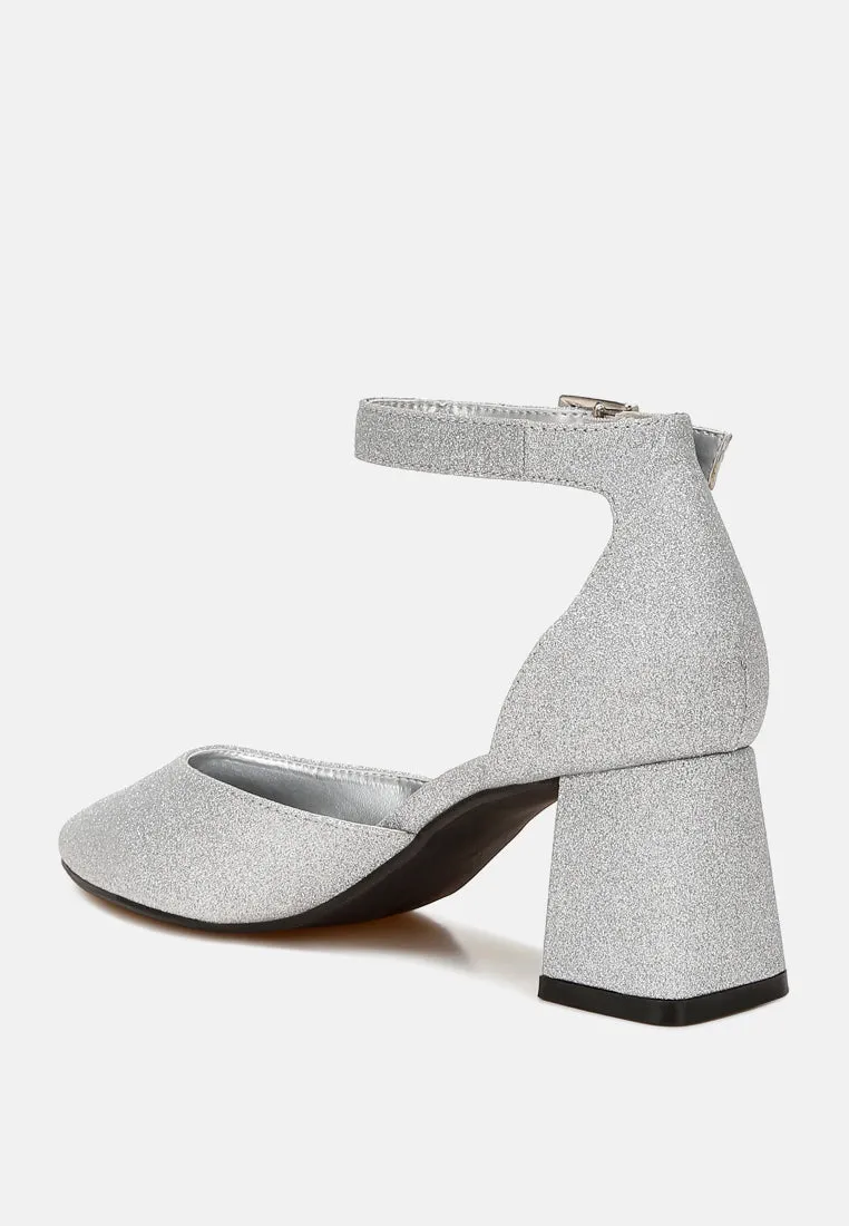 Taznia Glitter Block Heel Sandals