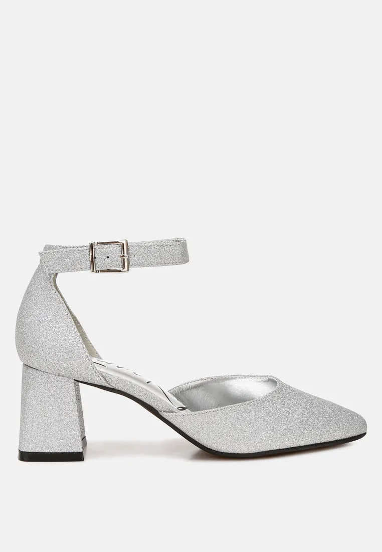 Taznia Glitter Block Heel Sandals