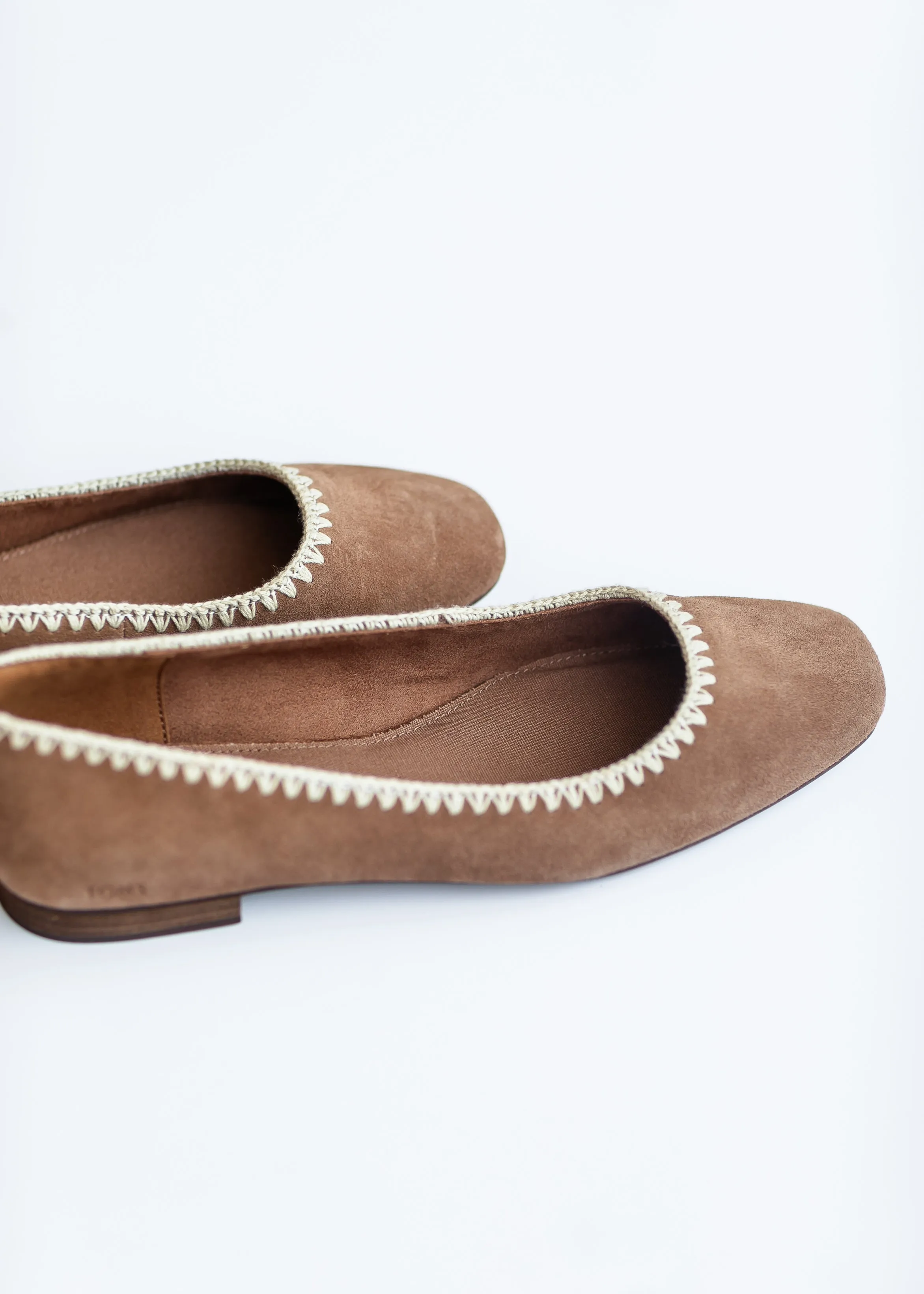 TOMS® Briella Brown Deco Stitch Suede Flat - FINAL SALE