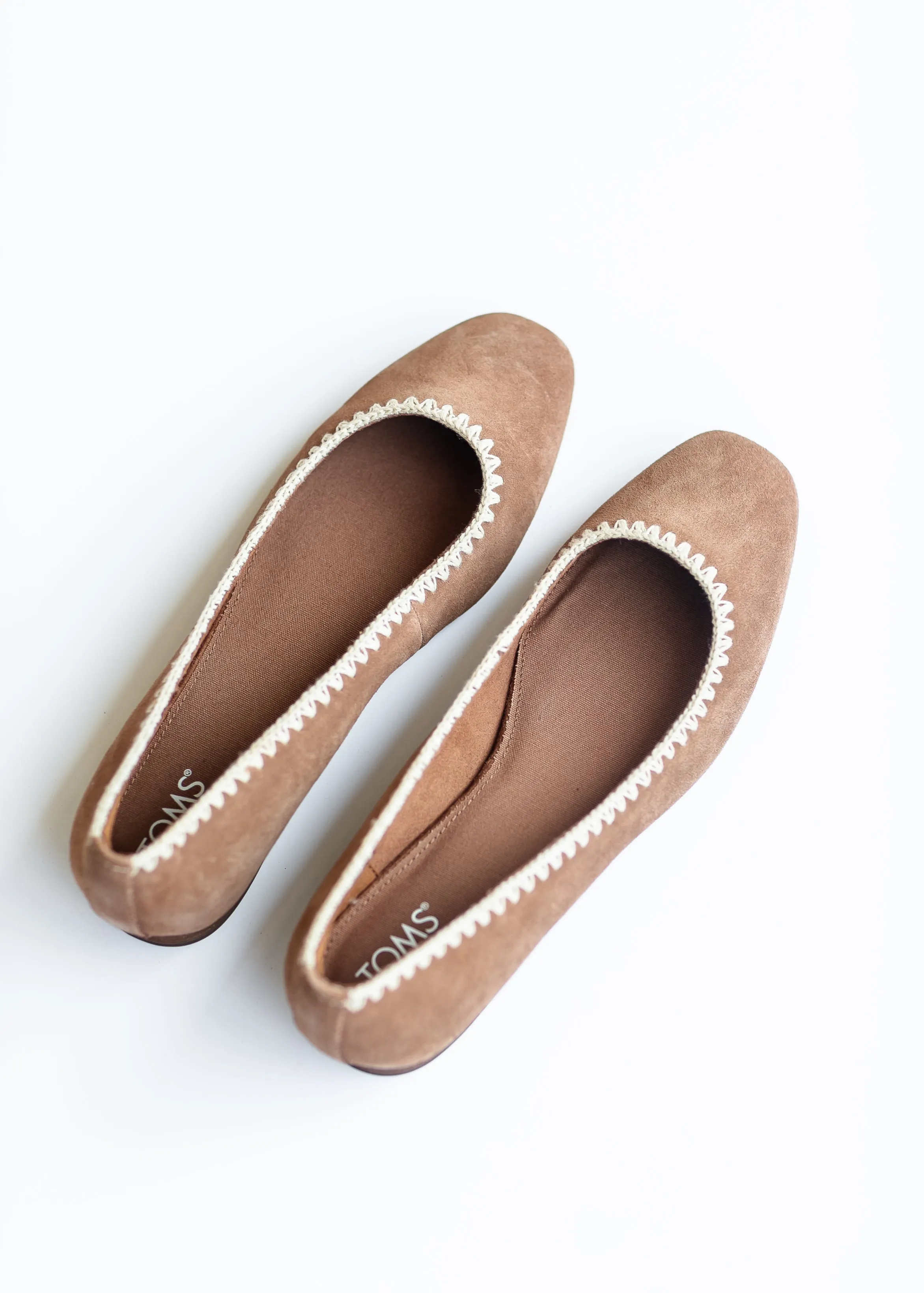 TOMS® Briella Brown Deco Stitch Suede Flat - FINAL SALE