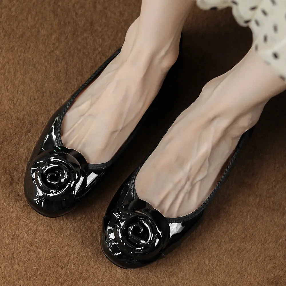 Women's Genuine Leather Round Toe Ballerinas